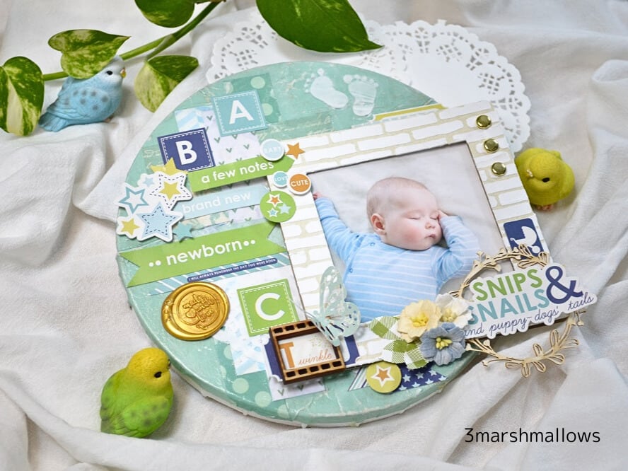 【期間限定価格】円形フォトフレーム※赤ちゃん男の子(水色ベーシック)※ユニーク好きなこだわりママさんへ 出産ギフトにも