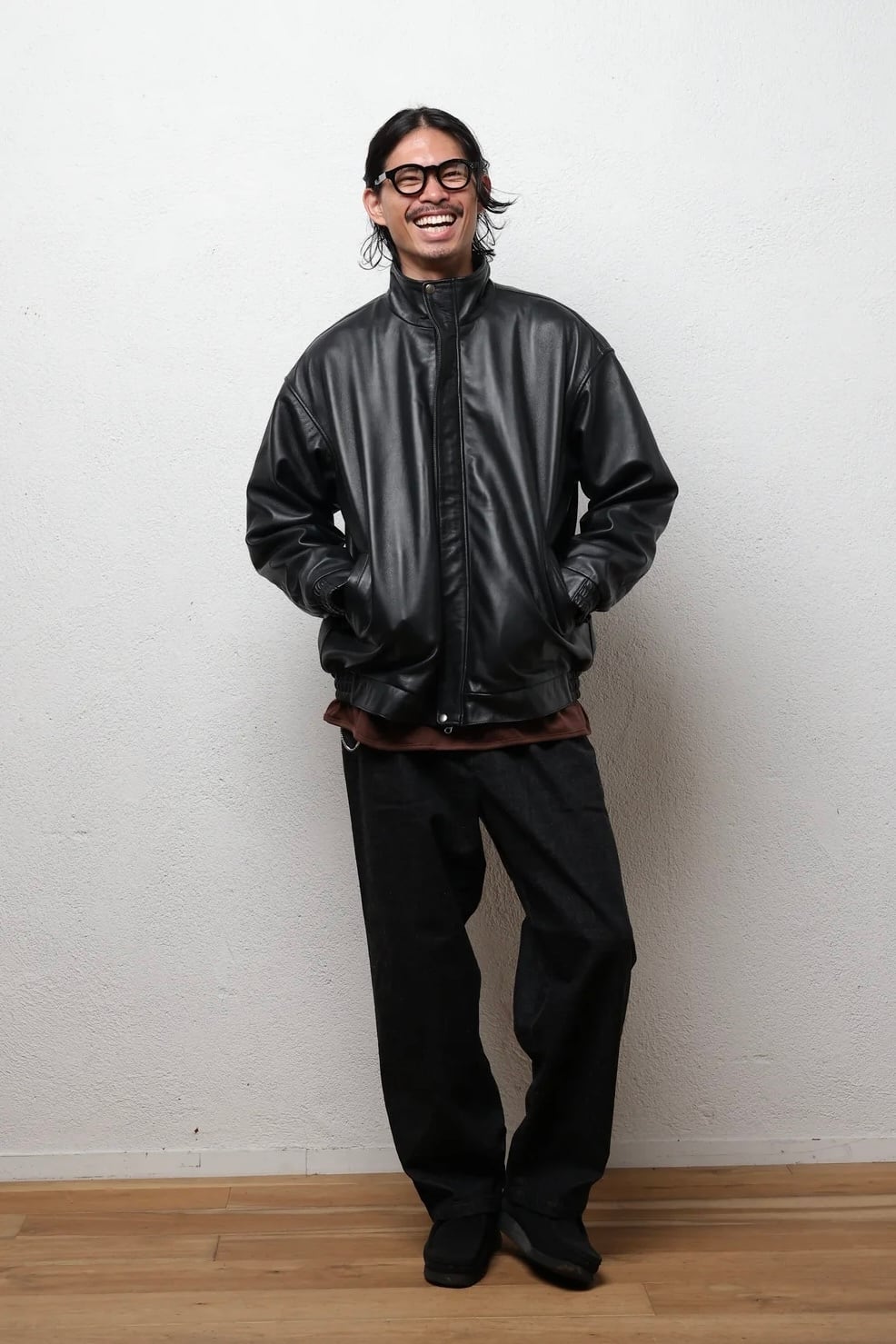 edit clothing SHEEP LEATHER BLOUSON / black | SLOW