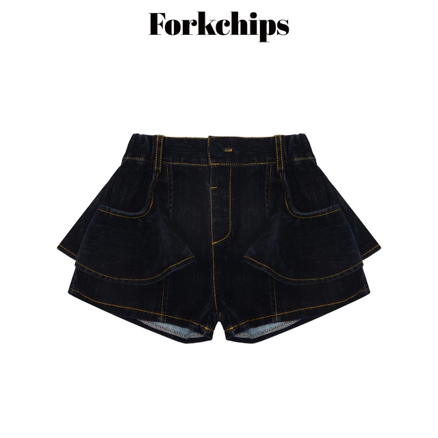 FORK CHIPS［取寄］velvet player half pants 26autumn 벨벳플레어반바지