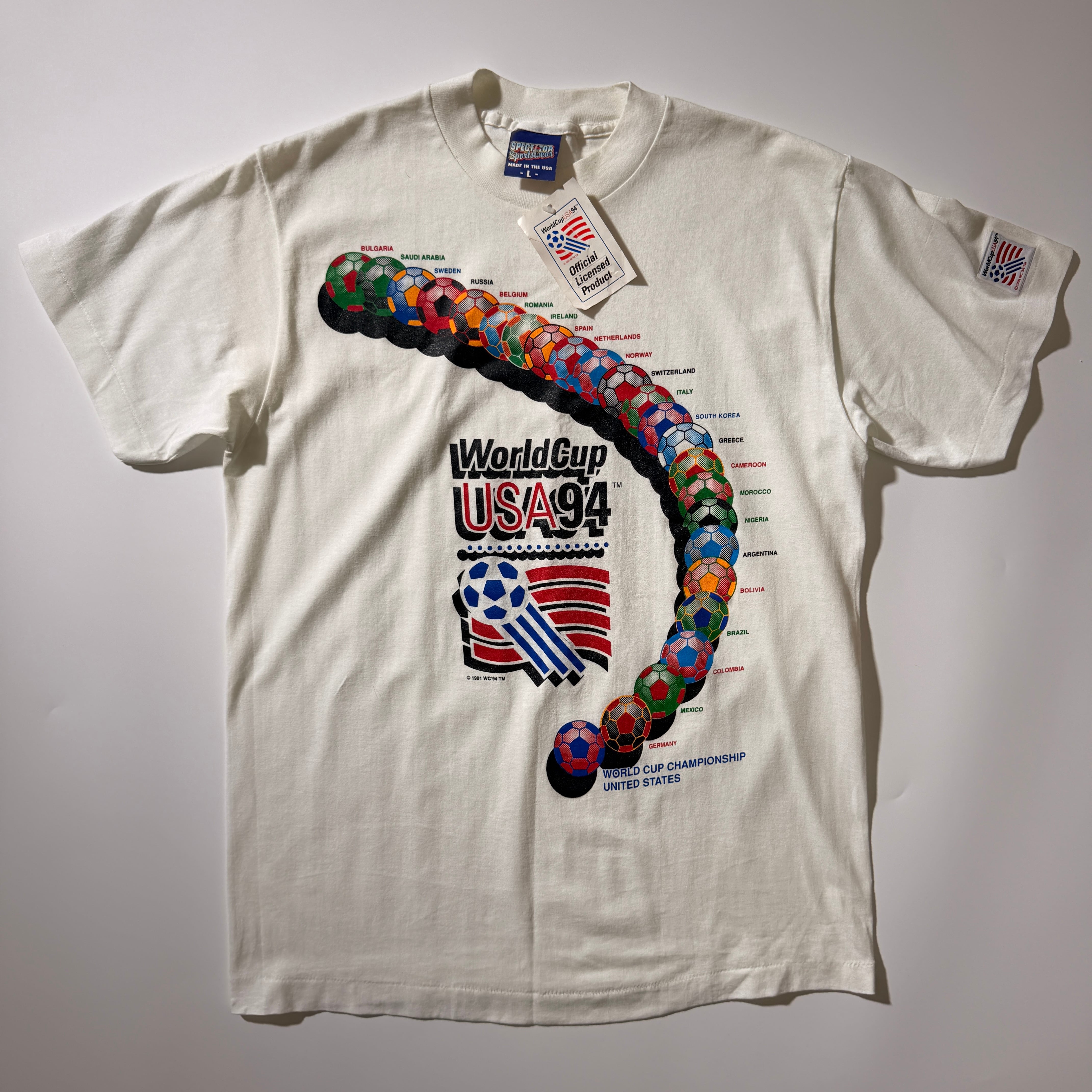 1994 USA Soccer World Cup Commemorative Cotton T-Shirt White L
