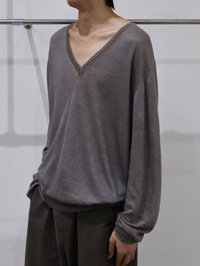 【GUCCI】V neck linen silk summer knit