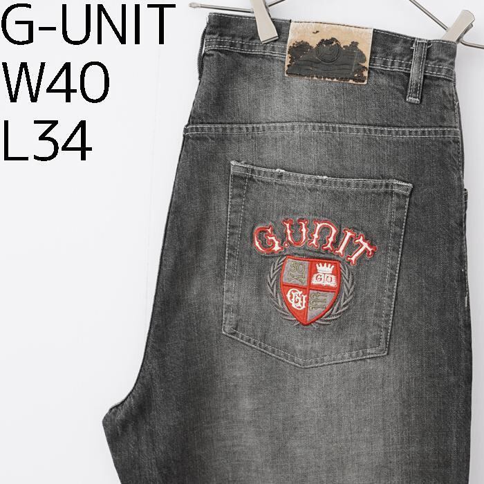 W40 G-UNIT ジーユニット ポケットロゴ刺繍ブラックデニム バギー ...