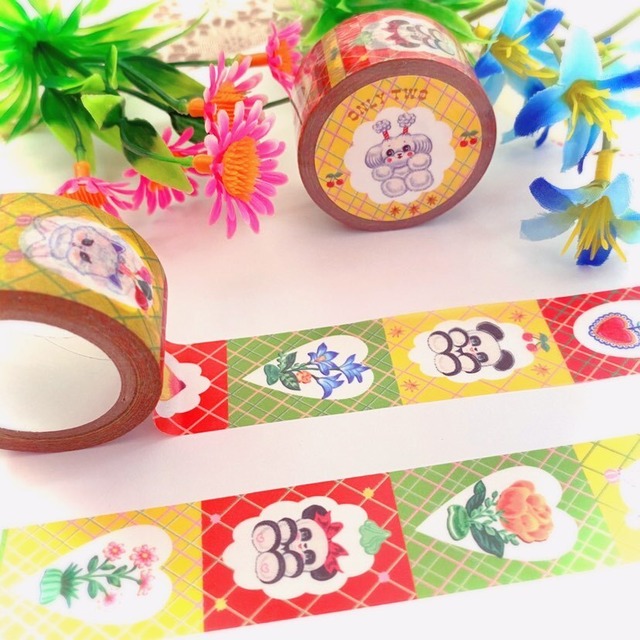 Ot90 Onlytwo パンダ花花 熊貓花花 マスキングテープ 24mmx10m Cherish365 Zakka