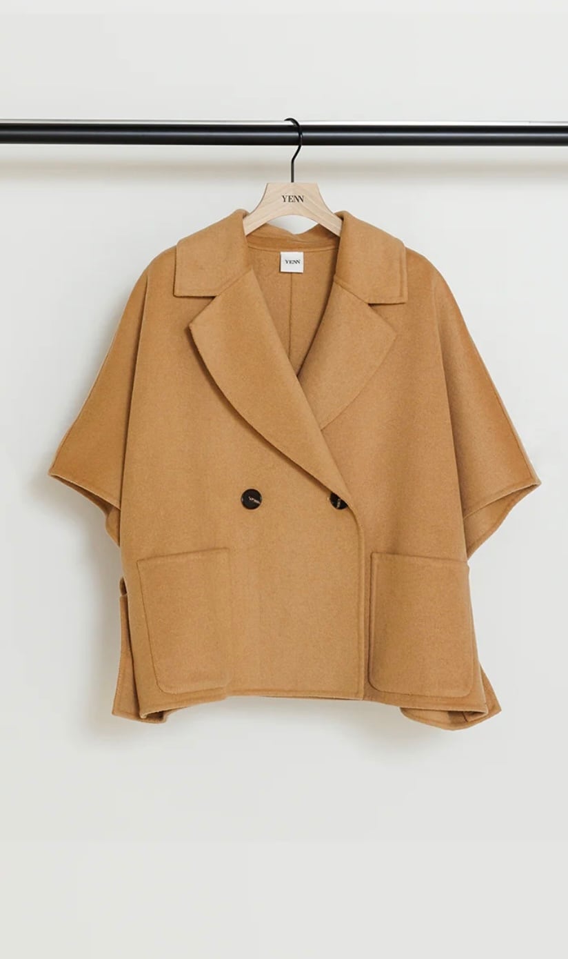 【YENN】キャメル DOUBLE FACE CAPE JACKET YENN 】DOUBLE FACE CAPE JACKET | valance 福井｜レディース セレクト