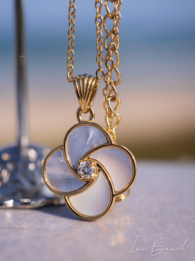 shell flower cz necklace