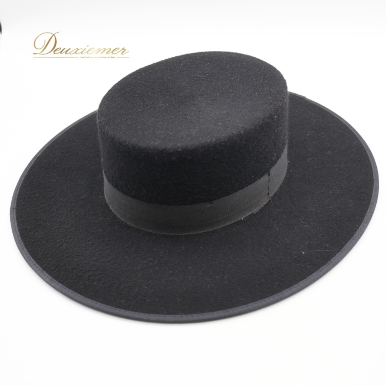 フラメンコ 衣装 コルドベス ハット ブラック系 フェルナンデス FERNANDEZ ROCHE 黒 ケース付き 帽子 ぼうし つば リボン テープ ダンス用 舞台 発表会 つば付き シンプル スペイン製 無地 練習 レッスン おしゃれ 小物 透明 プレス板