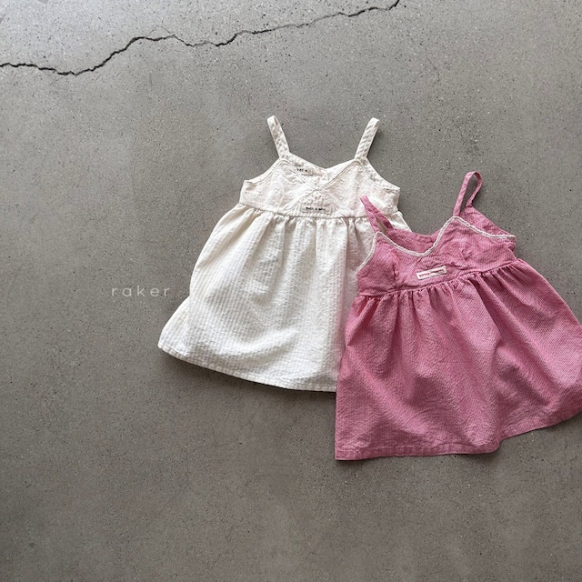 【取寄】raker|label strap sleeveless dress (cream)|ラベルストラップノースリーブワンピース(クリーム)|XS-L|kids|26 summer 2nd