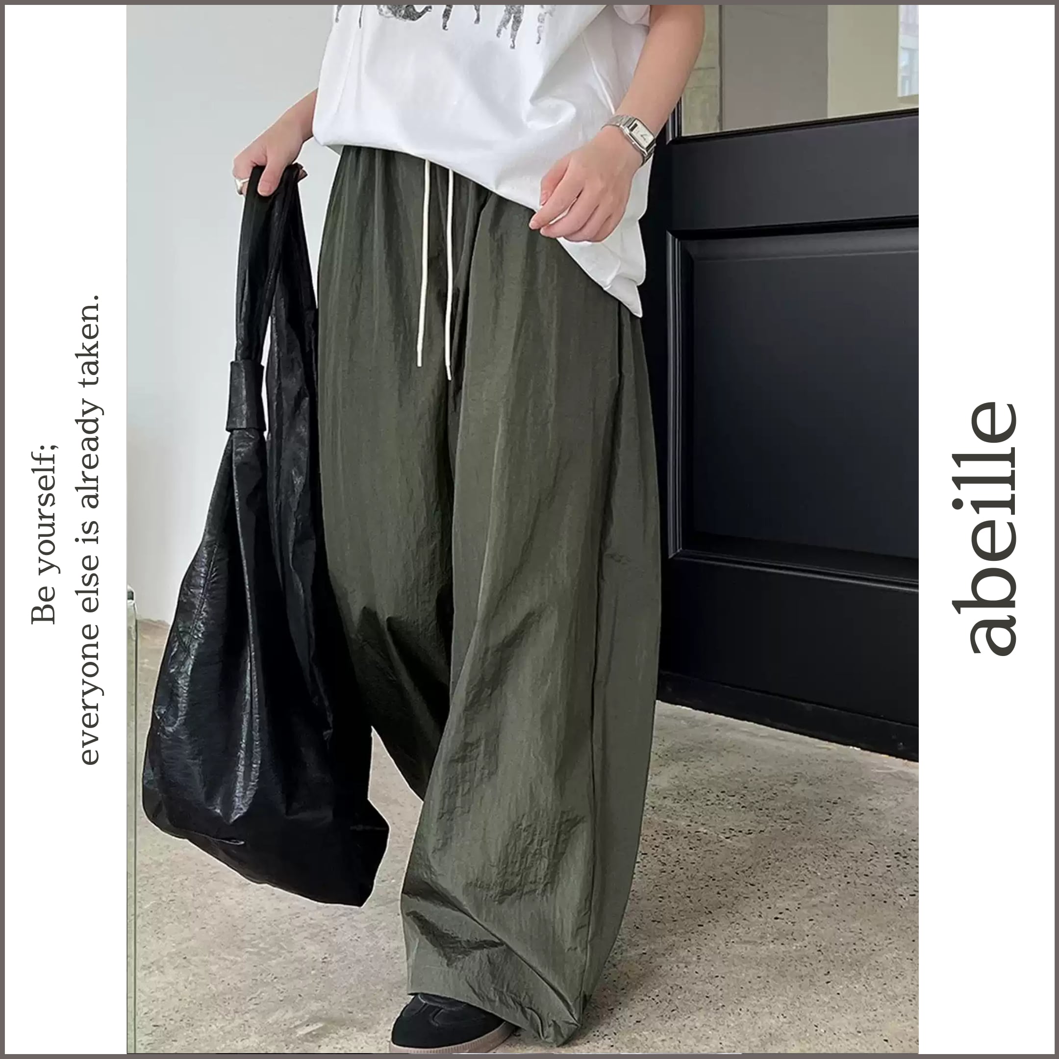 drawstring hem wide pants 14531