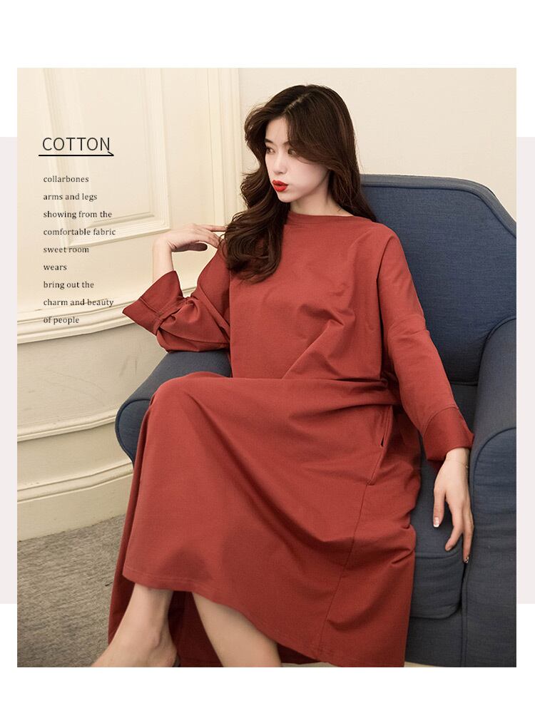 ゆるルームウェア ビッグルームウェア ワンピース ルームウェア パジャマ 部屋着 寝巻き ナイトウェア ロングスカート ミモレ ミモレ丈 ロング ロング丈 マキシ マキシ丈 袖あり 長袖 クルーネック ドロップショルダーかわいい 大人可愛い シンプル おしゃれ お洒落 ゆるルームウェア ビッグルームウェア ワンピース ルームウェア