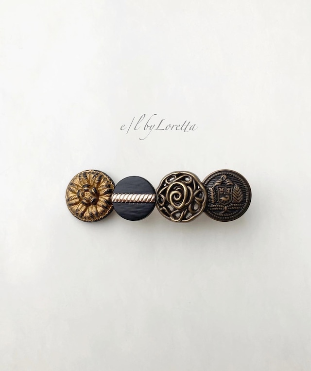 Button hair clip/barrette(Antique Gold)