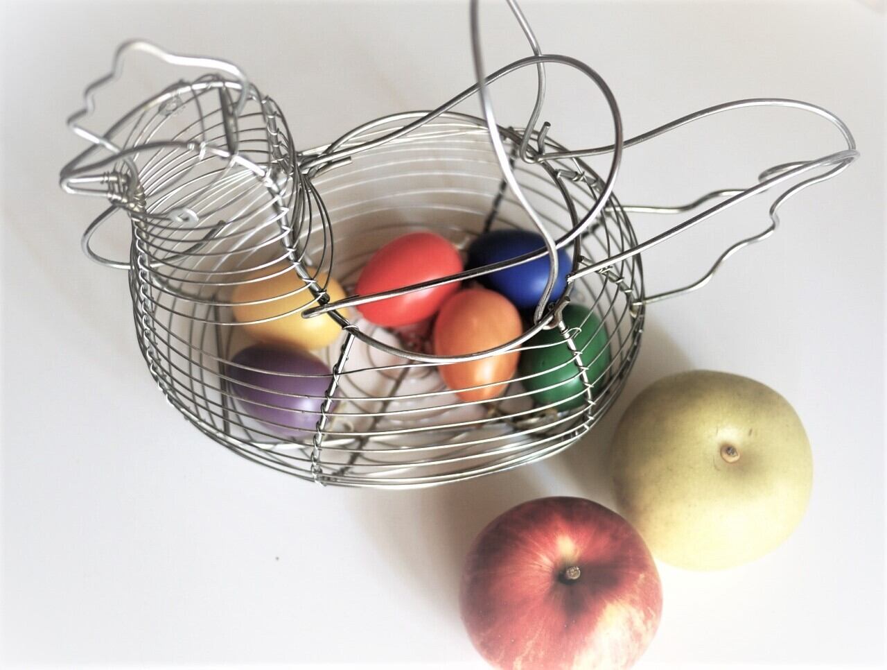 ワイヤーバスケット 雄鶏型 卵かご フルーツバスケット