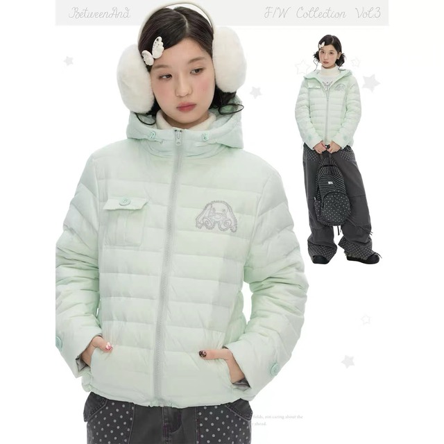 [BETWEENAND] Winter Velvet Snow White Down Jacket