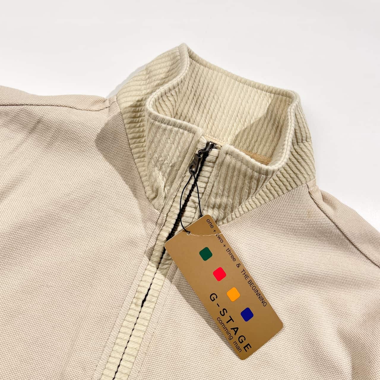 新品 タグ付き G-stage ジーステージ ハーフジップ プルオーバー M/ライトベージュ系 メンズ　