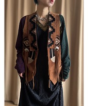 native design vintage real suede vest-4511-1
