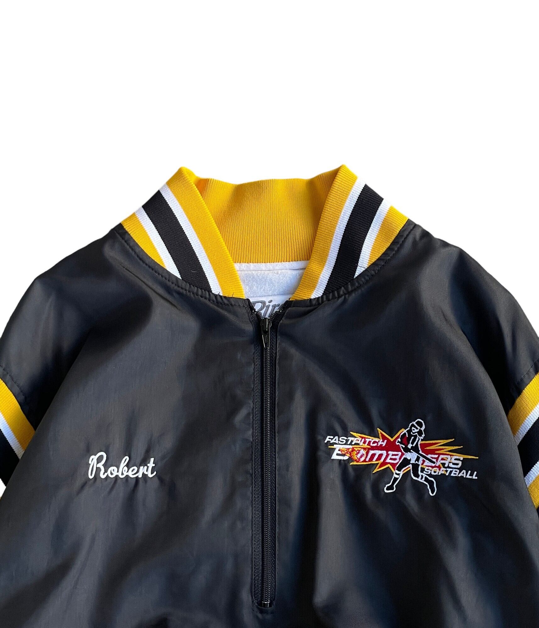 vintage baseball half zip nylon blouson