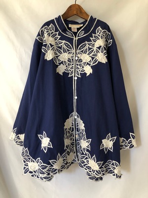 チャイナ刺繍シャツ　NVY