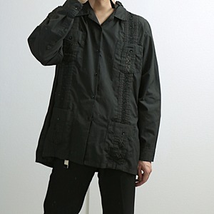 Maximas YUCATAN USA  長袖 キューバシャツ 古着 used ブラック