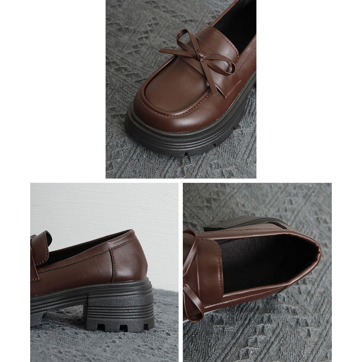 リボン ローファー PUレザー レディース 韓国 シューズ 大人 学生 通勤 通学 きれいめ カジュアル シンプル 歩きやすい チャンキーヒール 大人可愛い 大人女子