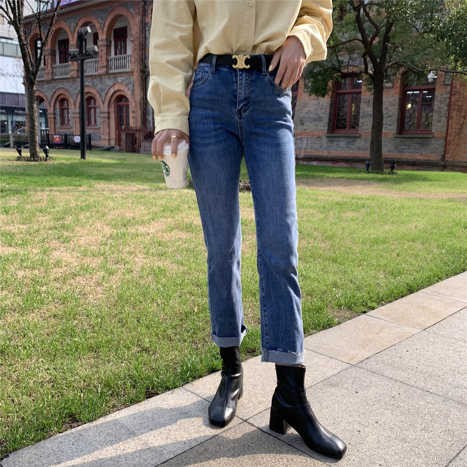 スプリングスタイルハイウェストジーンズ ルーズカジュアルパンツ 春物 6Du_Shop_Women55564011321