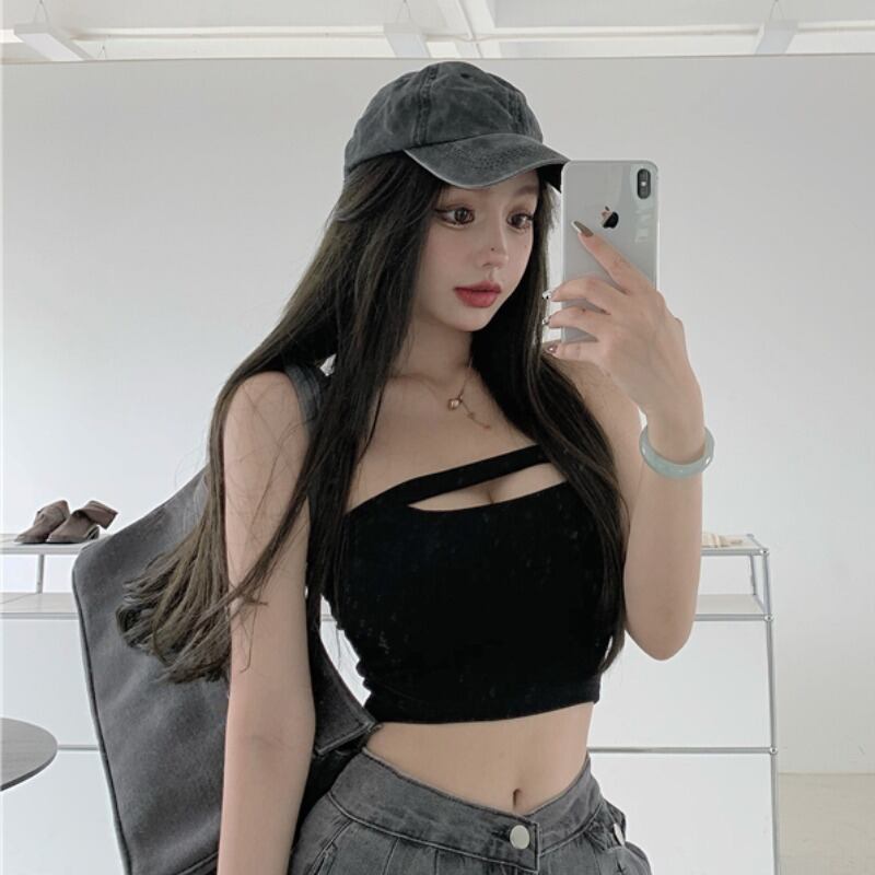 ストラップレスブラウス レディースショートスリムトップス YY-ファッション43062326615