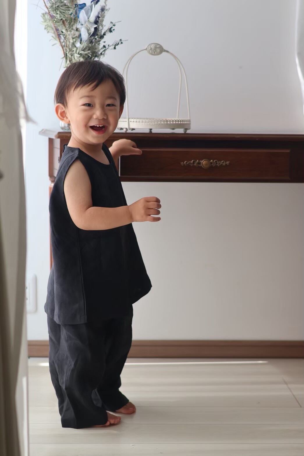 【即納/送料無料】son and daughter / Koa Linen Sets / Black