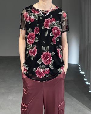 see-through rose pullover / black × rose