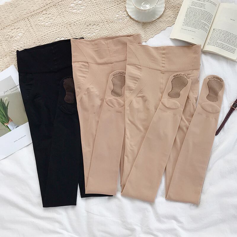 スプリングオータムレッドハイウェストウェストレギンス 薄手パンツ ストッキング 春物 秋物 タイツ ソックス 試着室6768193047