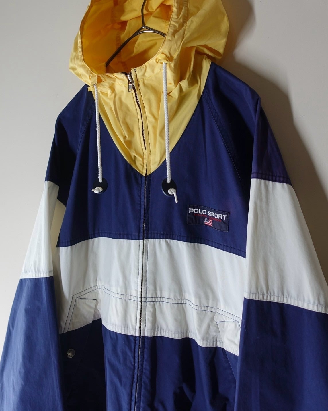 90s POLO SPORT cotton switching pattern hooded jacket | no bad
