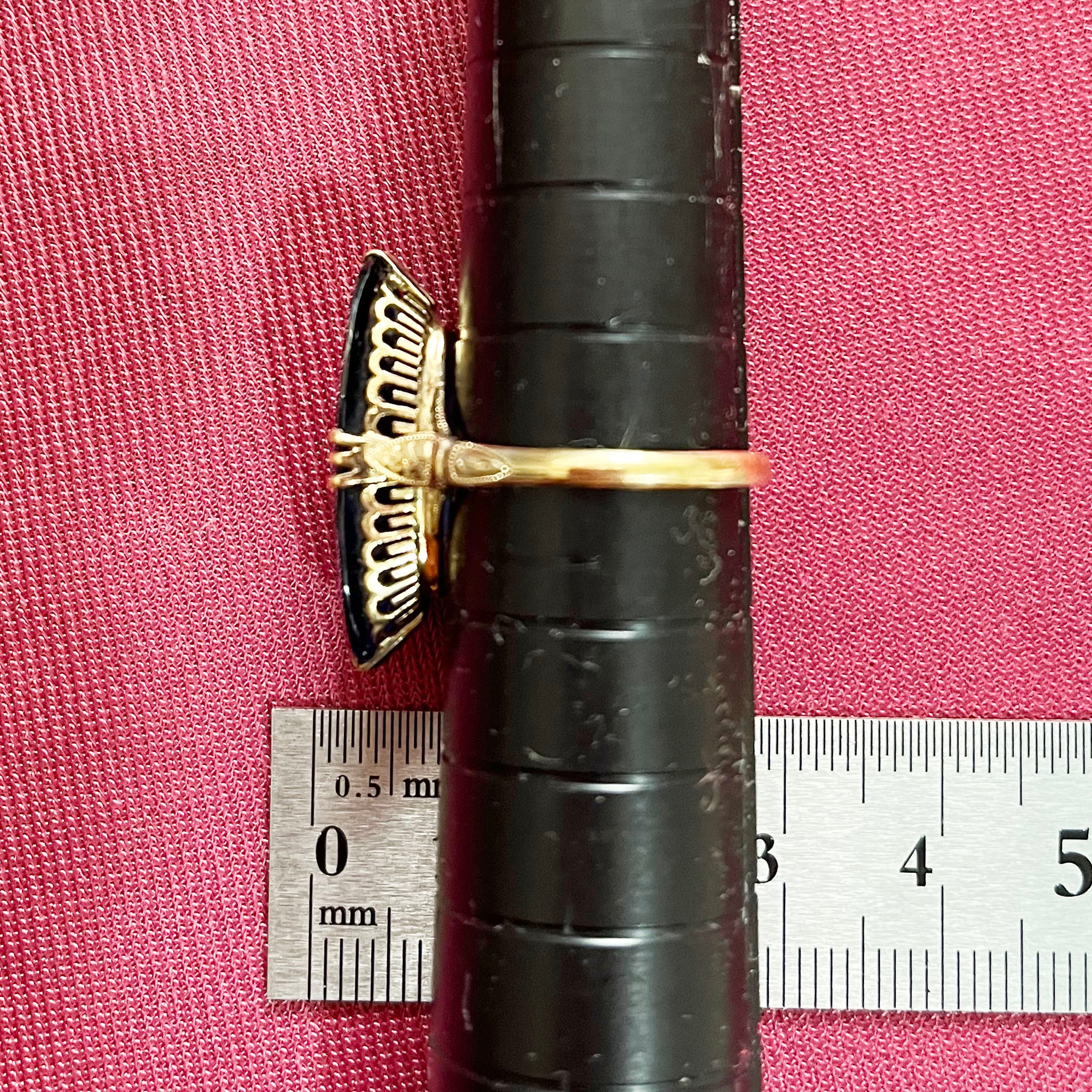 昭和ジュエリー 青色石 リング K18 ヴィンテージ 昭和レトロ 王冠