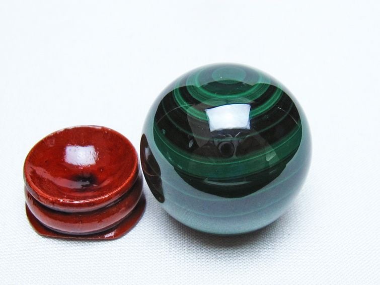 マラカイト 丸玉 34mm スフィア 置物 一点物 141-8380 | 天然石