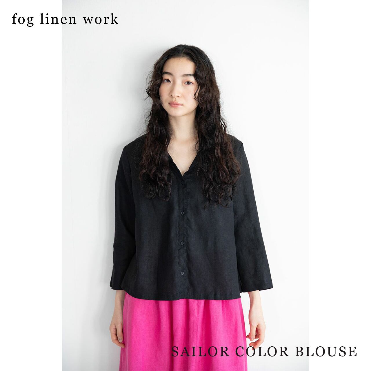 fog linen work / ブラウス ELENA TOP BLACK | hinata