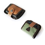 ミニ財布 / Hemp cotton mini wallet /オリーブ × タンブラウン ヌメレザー