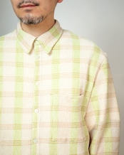 MAYKAM - SHEERCHECK KNIT SHIRT : beige