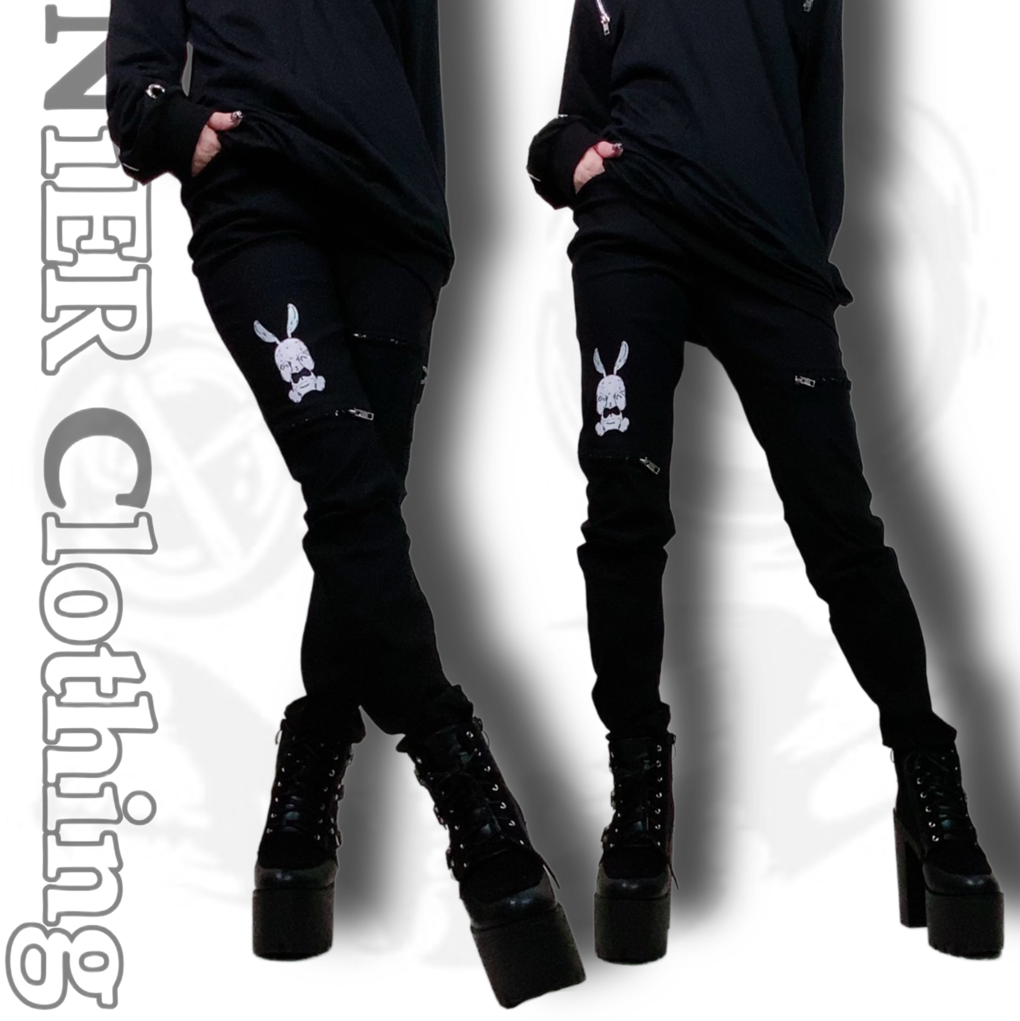 刺繍DESIGN FAKE ZIPPER STYLISH PANTS【CRY RABBIT】 | NIER CLOTHING powered by  BASE