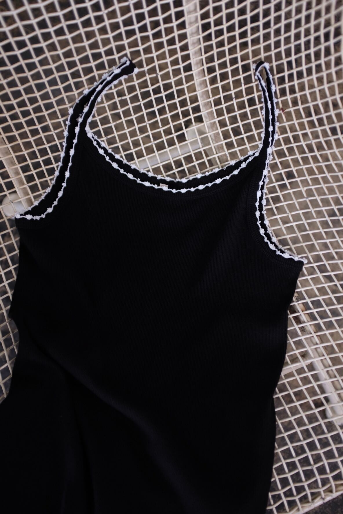 babaco] CO/SK Ribbed Basic Camisole embroidery (BLACK) | YES-姫路