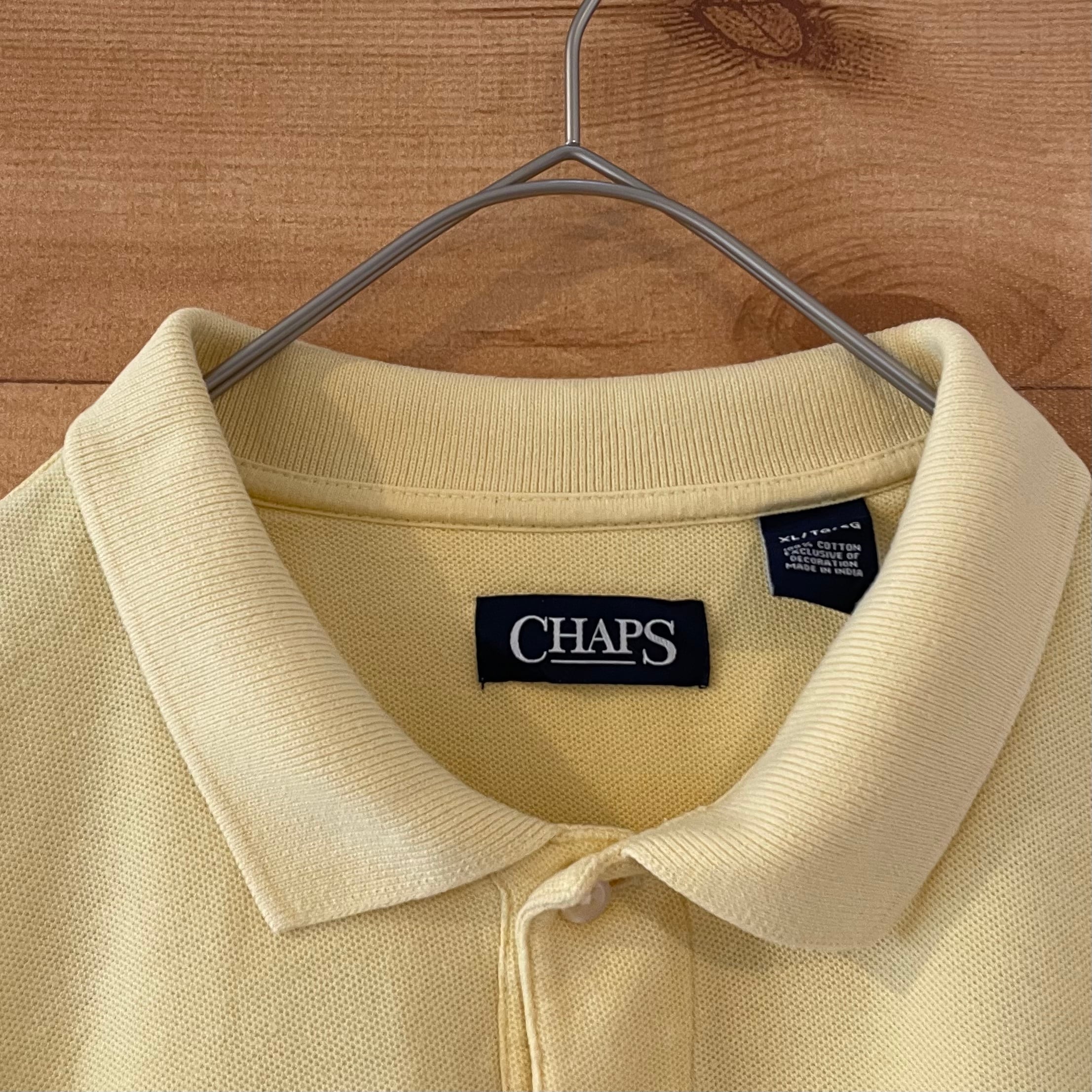 CHAPS】ビッグサイズ ポロシャツ XL 刺繍ロゴ ライトイエロー