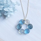 本物のお花を使ったフラワードロップリースのネックレス　ブローチ・キーホルダー変更可能　忘れな草　勿忘草　ブルー