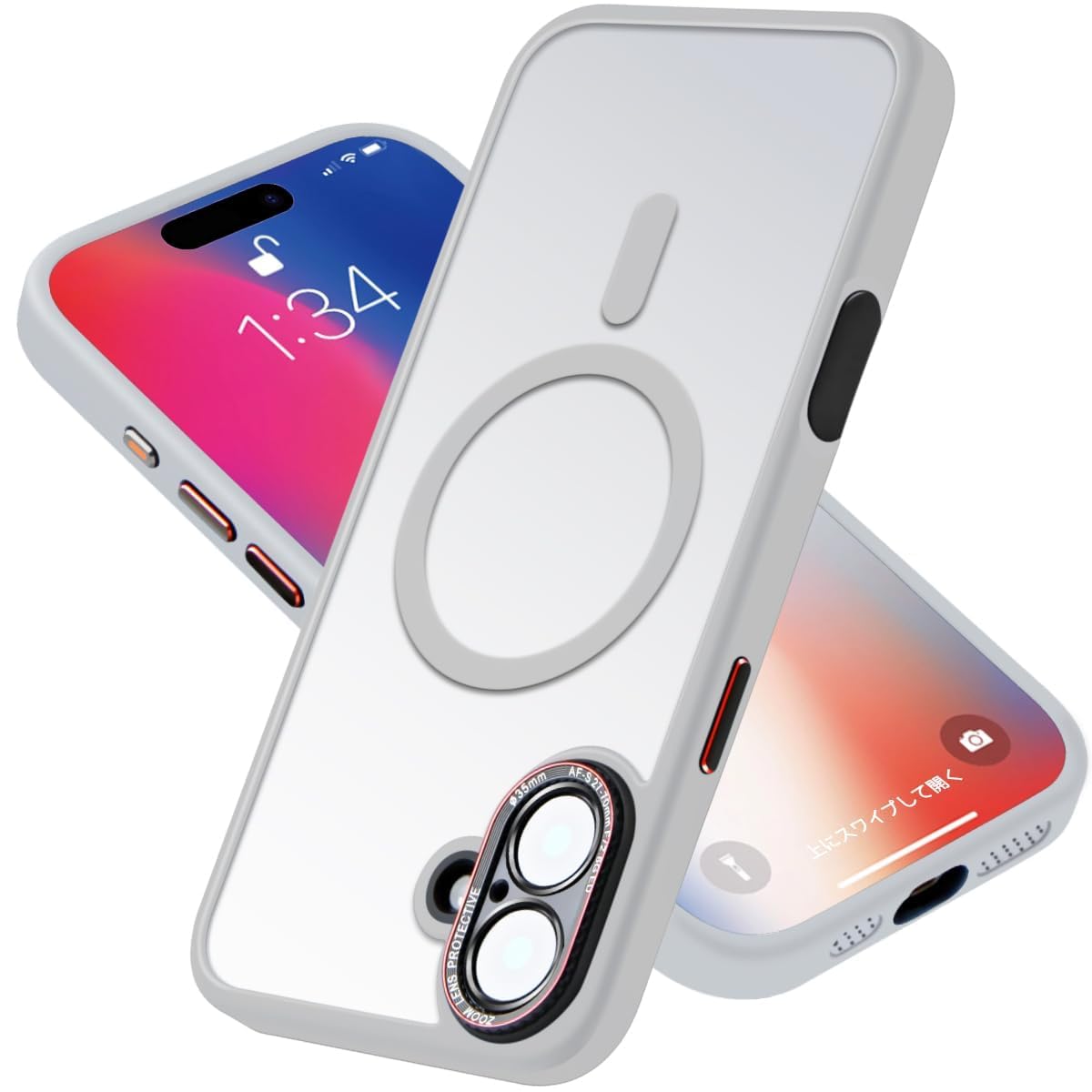SKILIWAH iPhone 16 ケース MagSafe 対応 いphone16 ケース 半透明 マット (ホワイト)