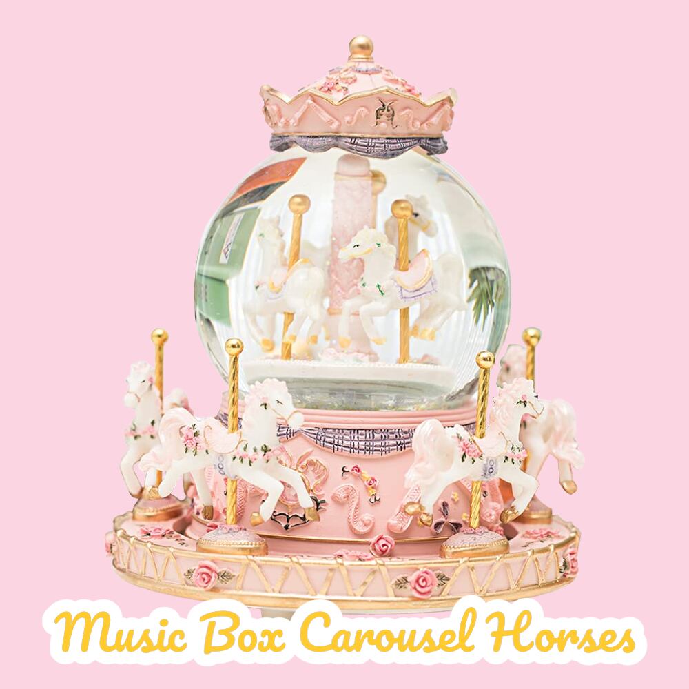 スノードームオルゴール <Carousel Horses>