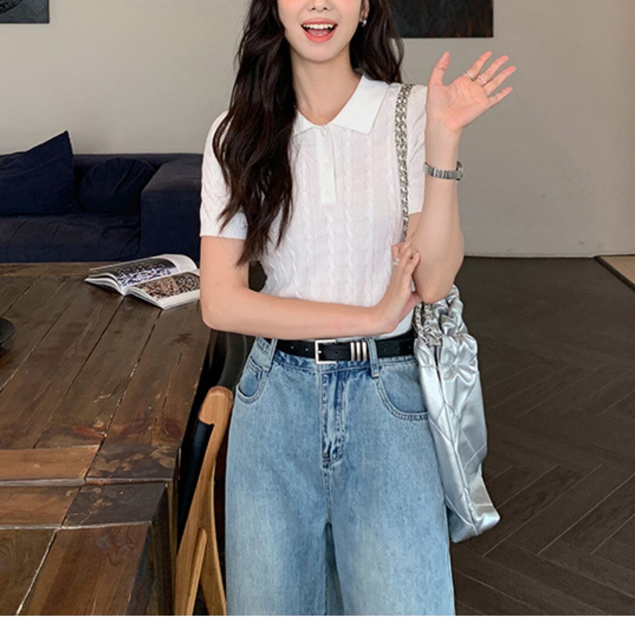 ポロネック レトロツイスト ケーブルニット A4136