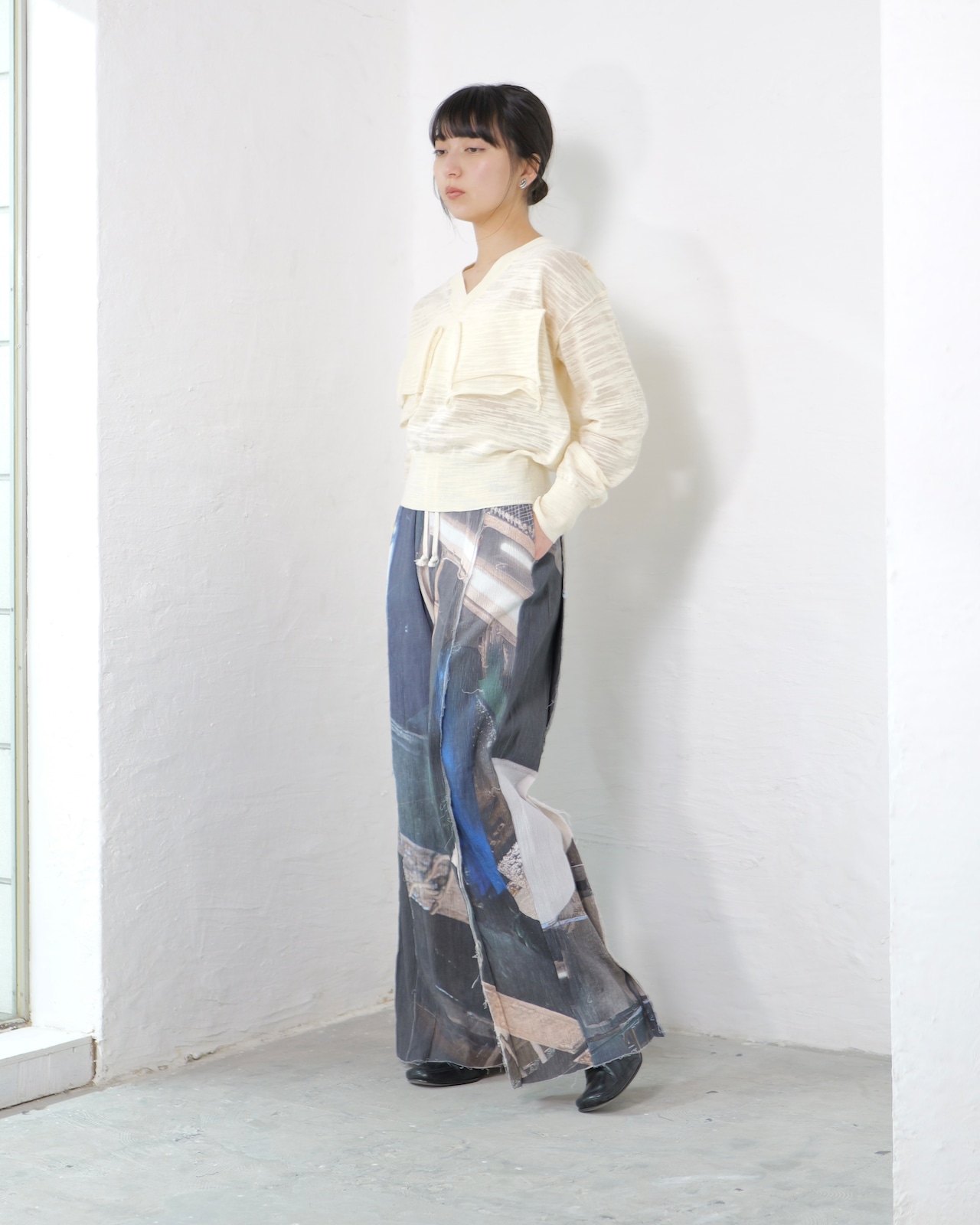 kotoha yokozawa - Graphic Yoryu Pants :Mono Coil|グラフィック楊柳/風景プリント/size 4