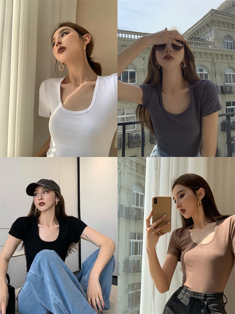 Tシャツ 薄手トップス サマースタイル 夏物 ピュア ブラックストロベリース31200918134