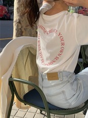 オバーサイズハートプリントT D1378