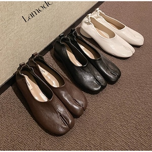 スプリットトゥローヒールフラット シューズ 01156