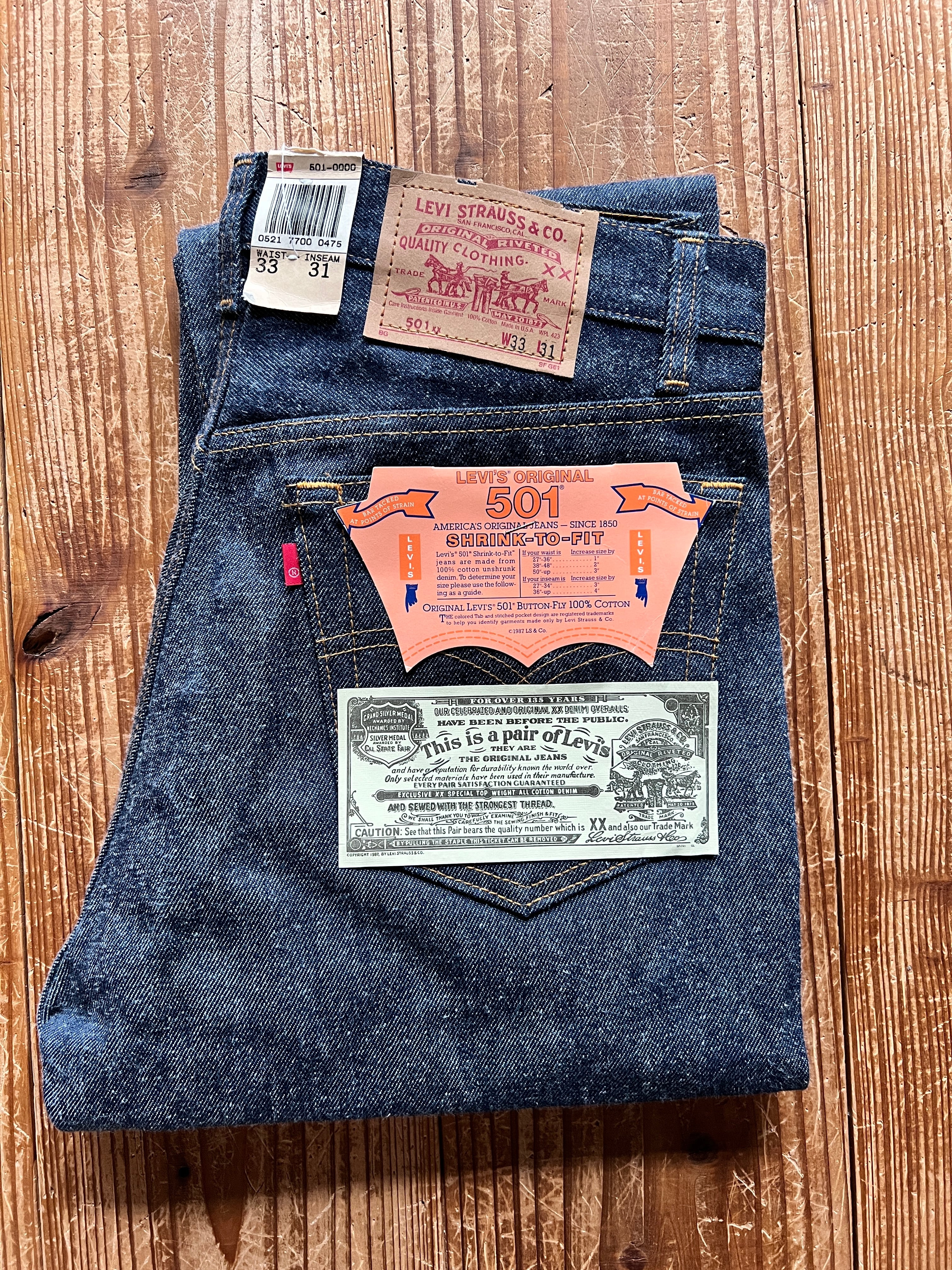 80&#039;s Levi&#039;s 501 デニムパンツ DEADSTOCK 表記(33×31) USA製