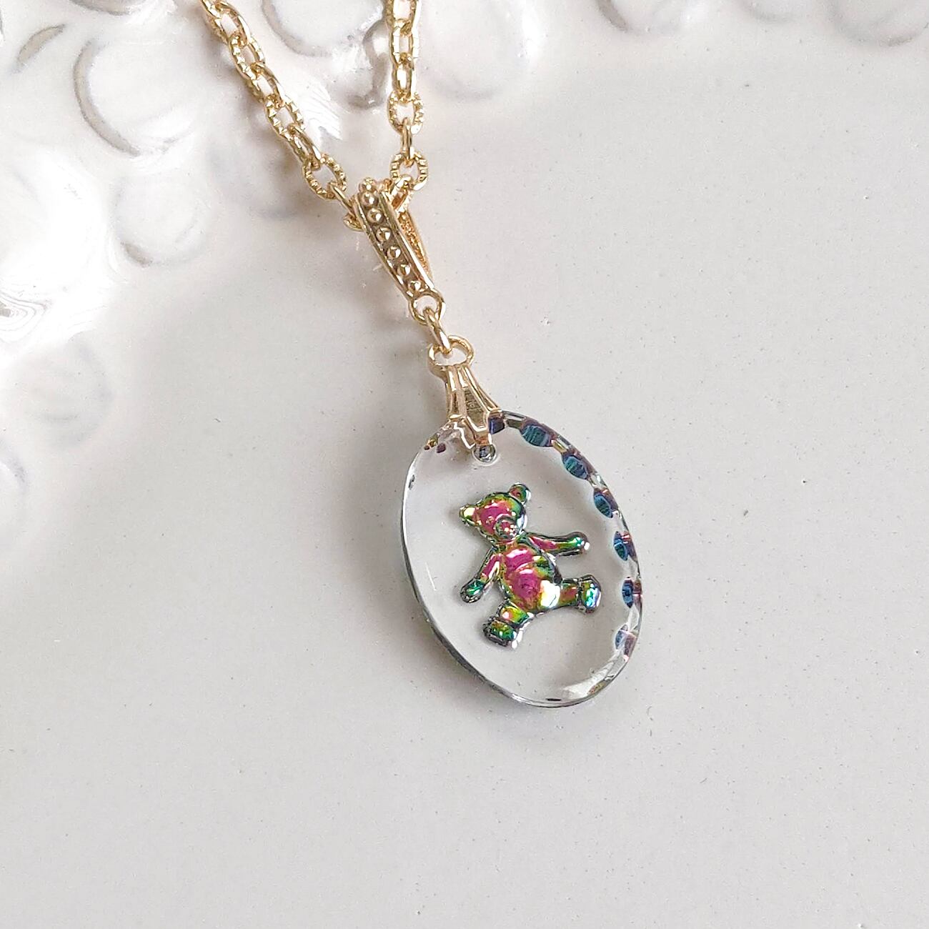 廃盤レア‼クリスタルテディベアネックレス