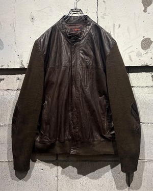 【Caka otto】  “TORRAS” Leather Switching Vintage Knit Jacket