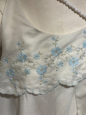 60's blue embroidery flower dress