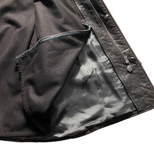 HERMES dark brown leather half coat