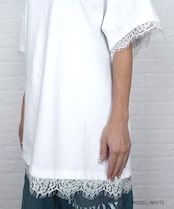 【直営限定ITEM】ヘムレースルーズTシャツ (WHITE) CQ-49004H